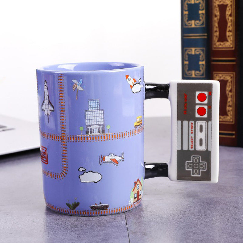Creative Aviation Blue Game Handle Ceramic Cup