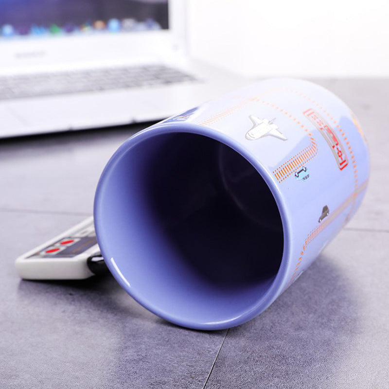 Creative Aviation Blue Game Handle Ceramic Cup