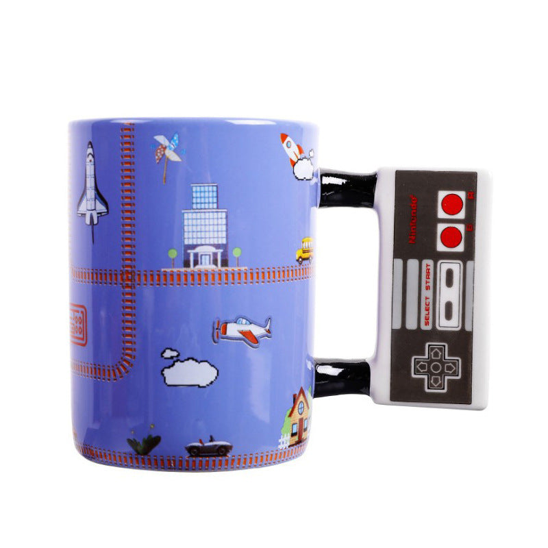 Creative Aviation Blue Game Handle Ceramic Cup
