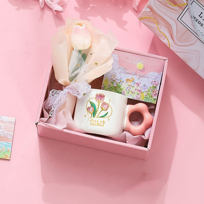 Tuilp Glass Ceramic Cup Girly Heart
